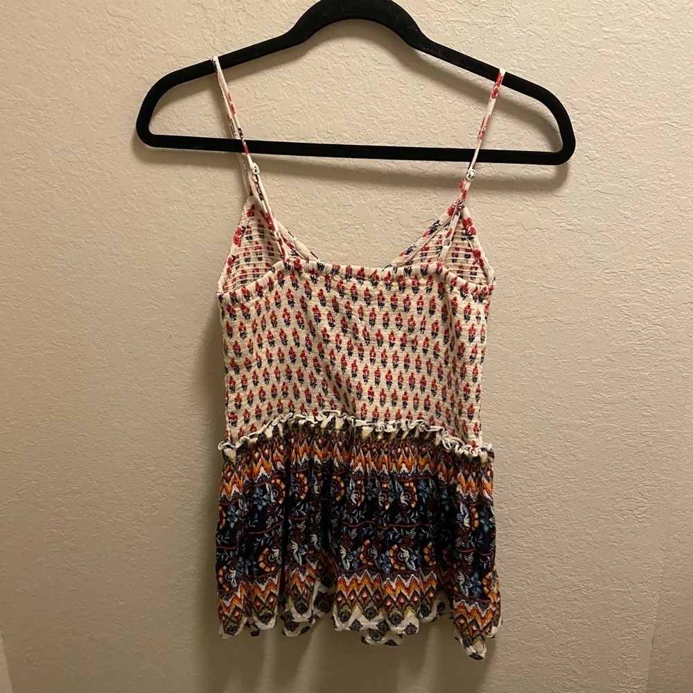 Patrons Of Peace By Anthropologie Bohemian Style Mixed Media V-Neck Blouse - Picture 2 of 7